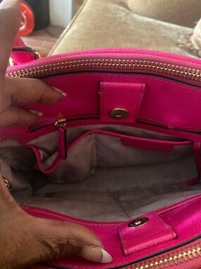 Michael Kors Raspberry Leather Tote with Gold Hardware